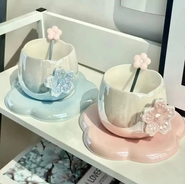 CERAMIC CHERRY BLOSSOM MUG SET
