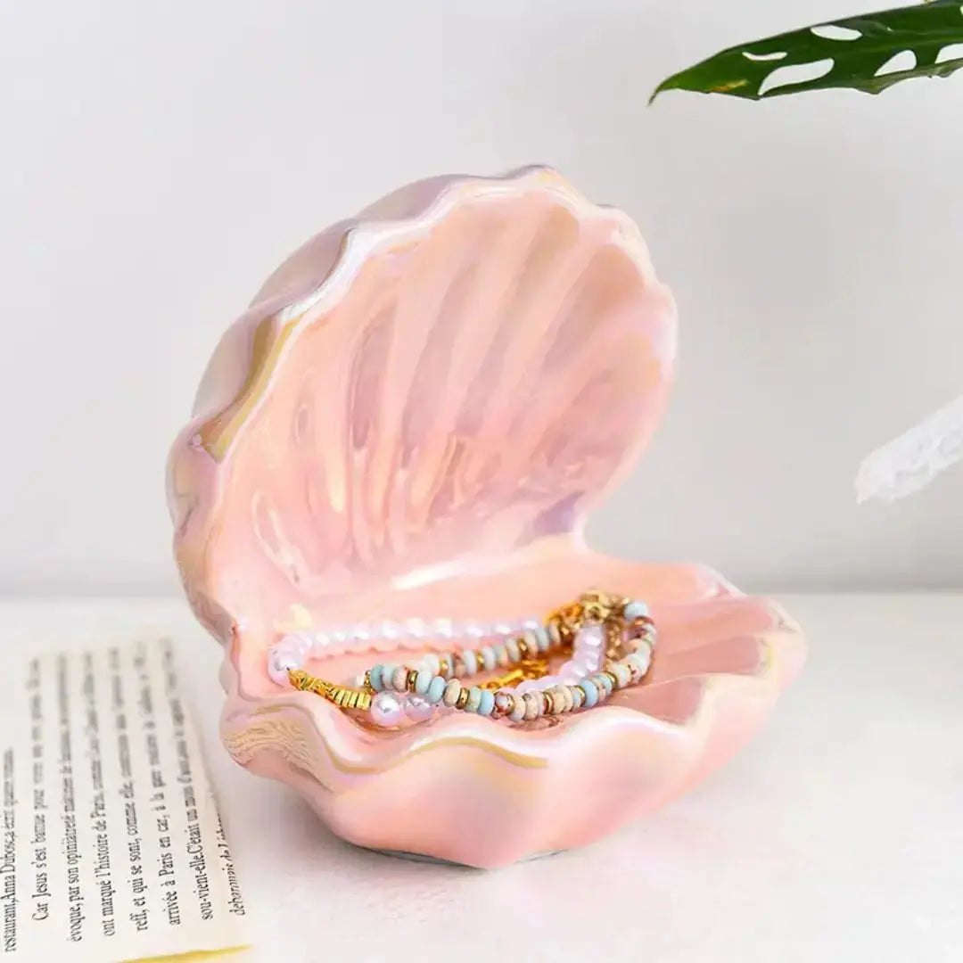 CERAMIC SHELL TRINKET TRAY SPARKLES