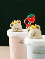 PASTEL BEAR LID WITH STRAW MUG SPARKLES