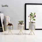 MODERN MARBLE CERAMIC POT PLANTER SPARKLES
