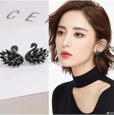 SWAN STUD EARRINGS SPARKLES