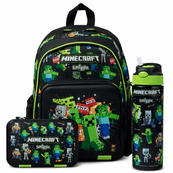 MINECRAFT JUNIOR SCHOOL KIT ( LUNCH BOX -BOTTLE -BACKPACK)