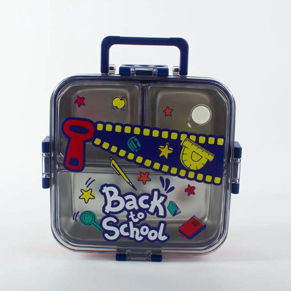 Three Portion Stainless Steel Lunch Box "BACK TO SCHOOL"