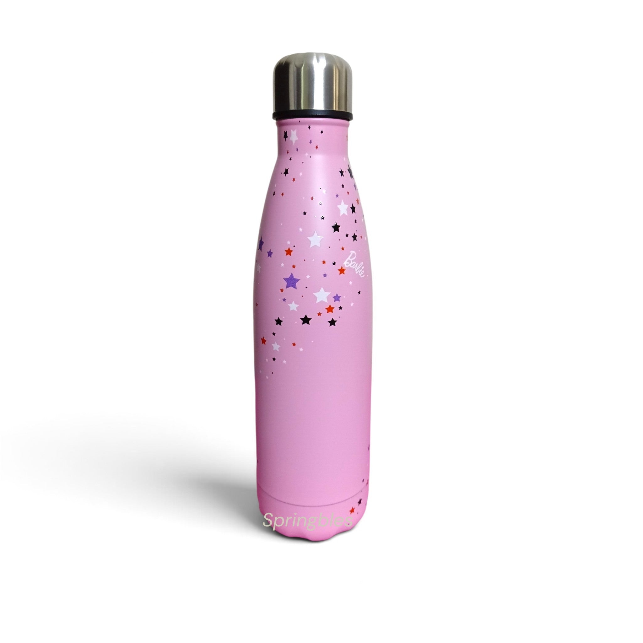 Barbie Stainless Steel Water Bottle for Girls - 500ml Double Walled Insulated Bottle - Pink Star Print