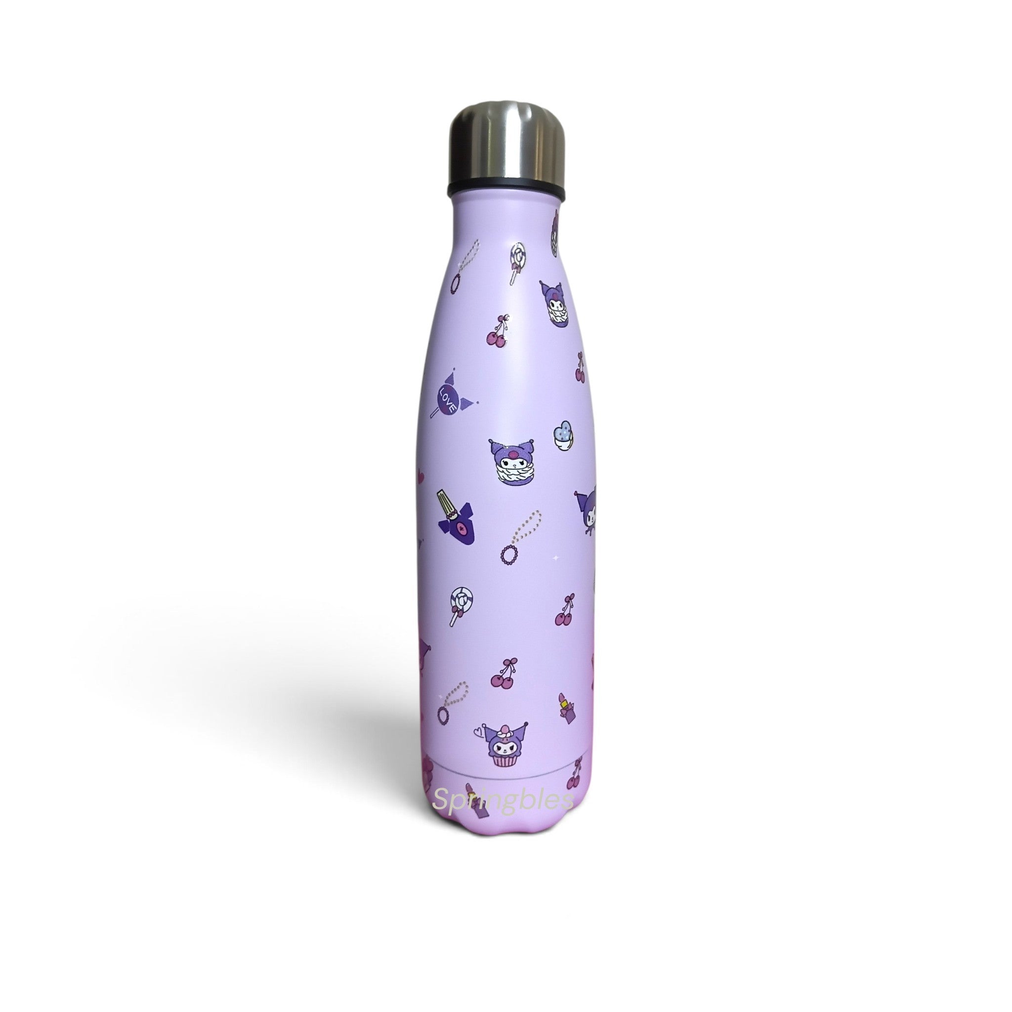 Kuromi Water Bottle - Stainless Steel Insulated Bottle - 500ml Cute Purple Kuromi Bottle