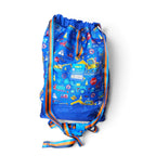 Vest Drawstring Backpack - Waterproof Swim Bag with Separate Shoe Compartment | Excavator Print