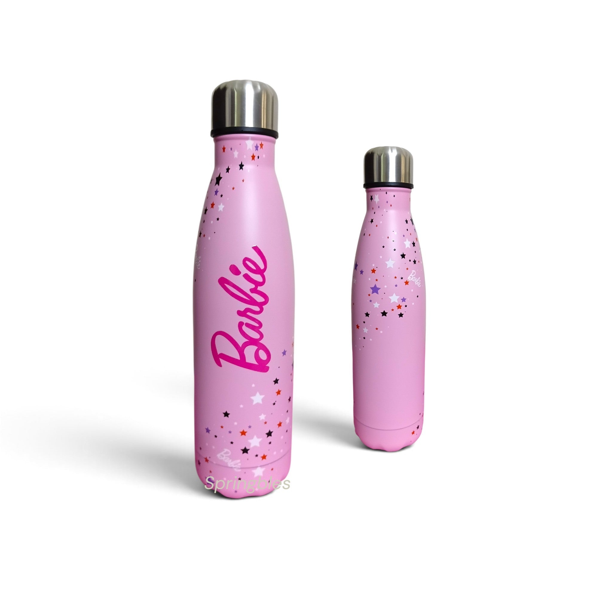 Barbie Stainless Steel Water Bottle for Girls - 500ml Double Walled Insulated Bottle - Pink Star Print