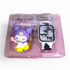 Kuromi Watch & Keychain Gift Set for Girls - Cute Black LED Watch with Gift Box