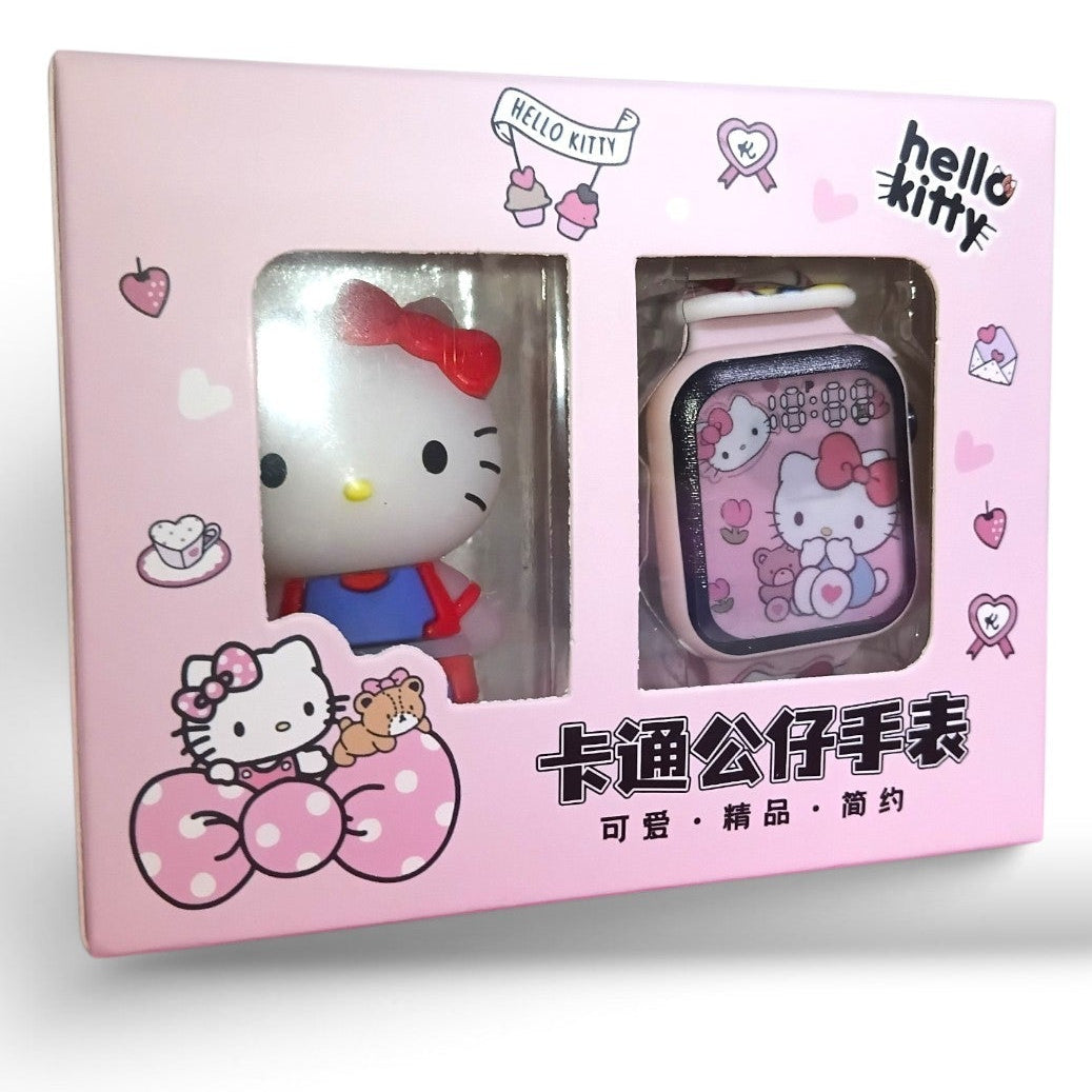 Hello Kitty Watch & Keychain Gift Set for Girls - Cute LED Watch with Gift Box